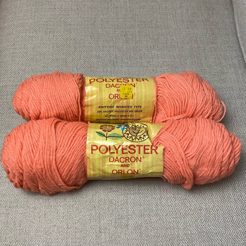 CARON •Polyanna Worsted Yarn• Coral, bundle of 2 Vintage